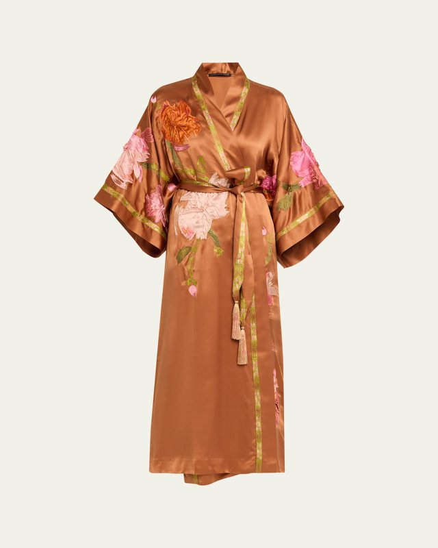 Couture Brushstroke Embroidered Silk Rob